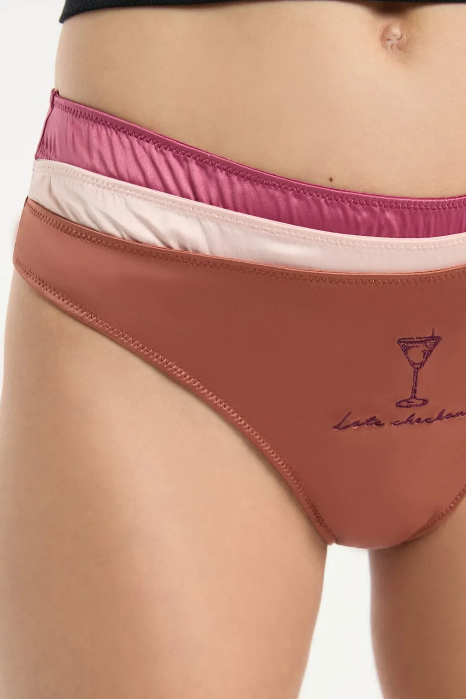 ETAM Tanga Brasileño|Packs De Braguitas|Set de 3 tangas satinados rosa nude