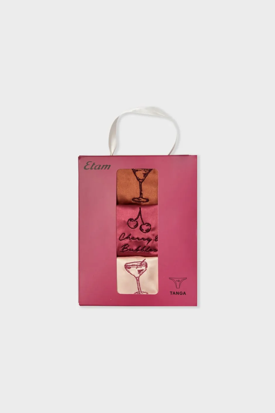 ETAM Tanga Brasileño|Packs De Braguitas|Set de 3 tangas satinados rosa nude