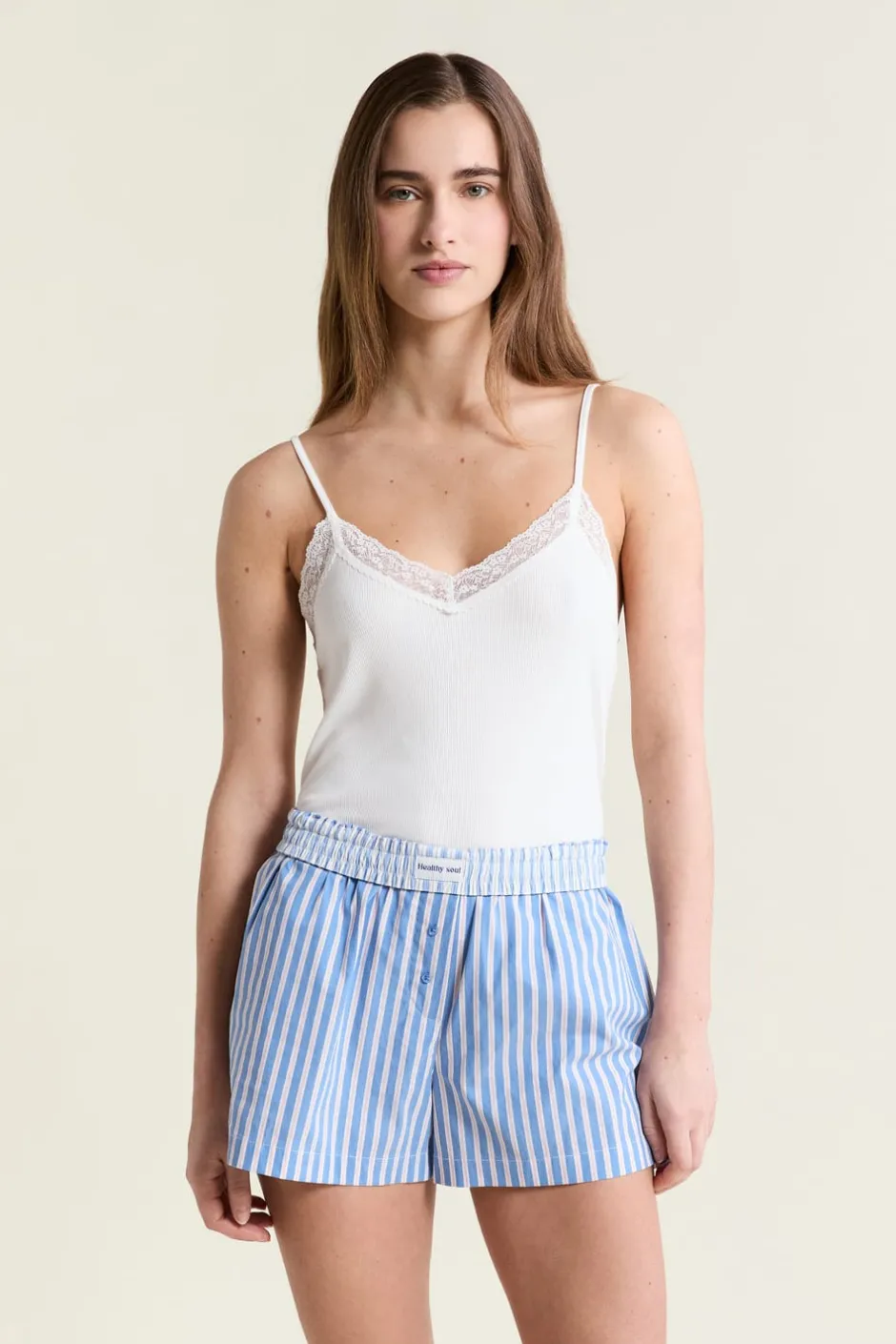 ETAM Los Pijamas Más Responsables|Partes De Abajo De Pijama|Short de pyjama à rayures avec coton BLEU