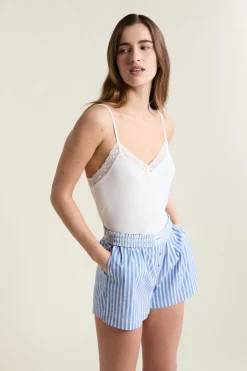 ETAM Los Pijamas Más Responsables|Partes De Abajo De Pijama|Short de pyjama à rayures avec coton BLEU
