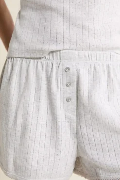 ETAM Pijamas Esenciales|Los Pijamas Más Responsables|Short de pyjama en coton en pointelle GRIS