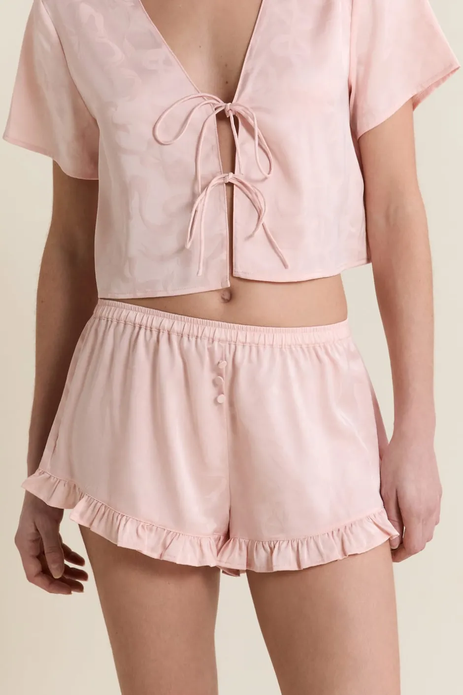 ETAM Partes De Abajo De Pijama|Short de pyjama satiné IMP FOND ROSE
