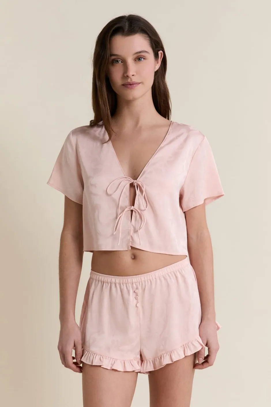ETAM Partes De Abajo De Pijama|Short de pyjama satiné IMP FOND ROSE