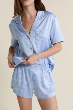 ETAM Partes De Abajo De Pijama|Short de pyjama satiné à pois IMP BLEU VERT