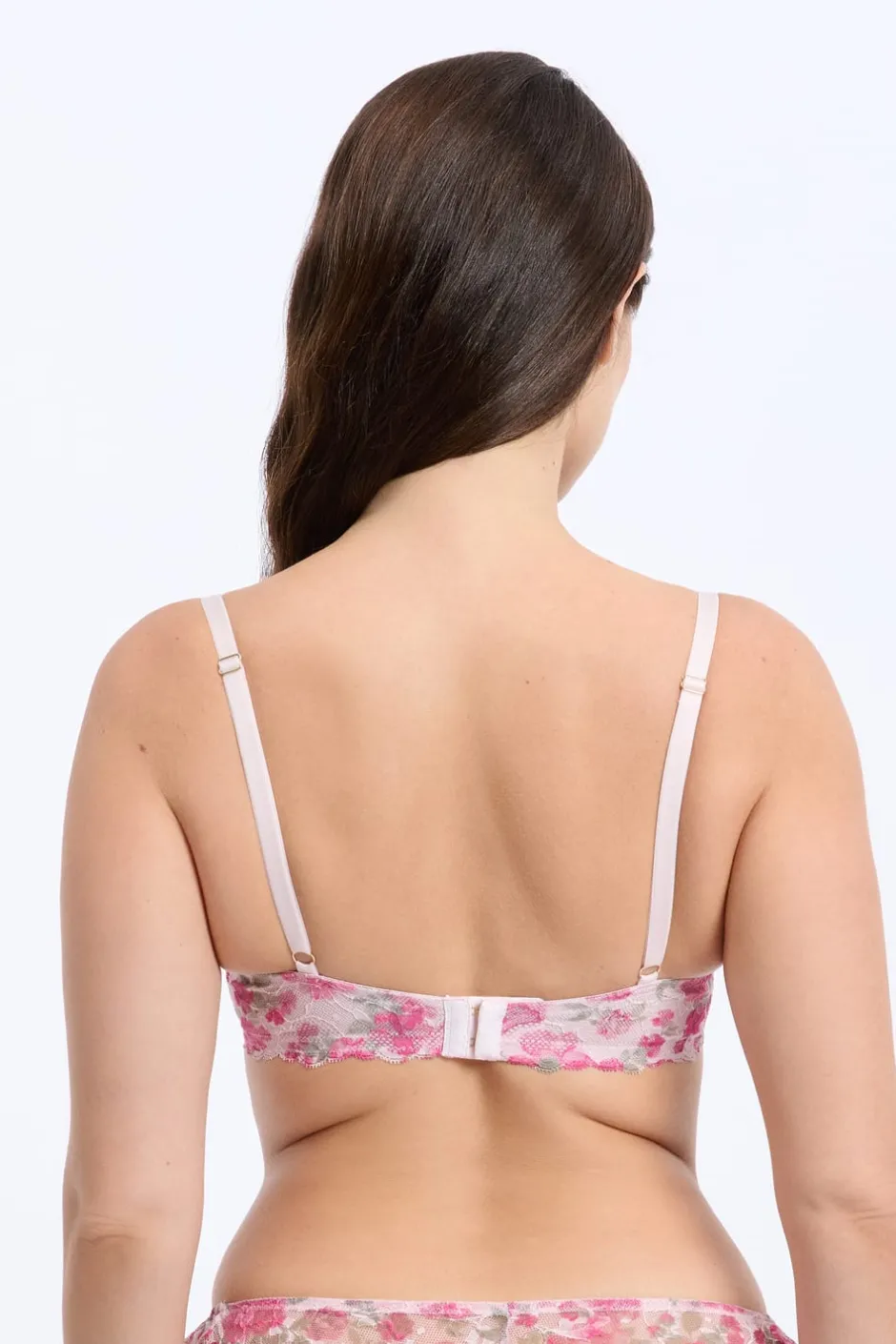 ETAM Sujetadores De Encaje|Balconette|Soutien-gorge N.9 - Balconnet en dentelle avec fleurs ROSE