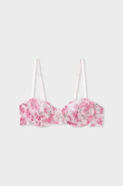 ETAM Sujetadores De Encaje|Balconette|Soutien-gorge N.9 - Balconnet en dentelle avec fleurs ROSE