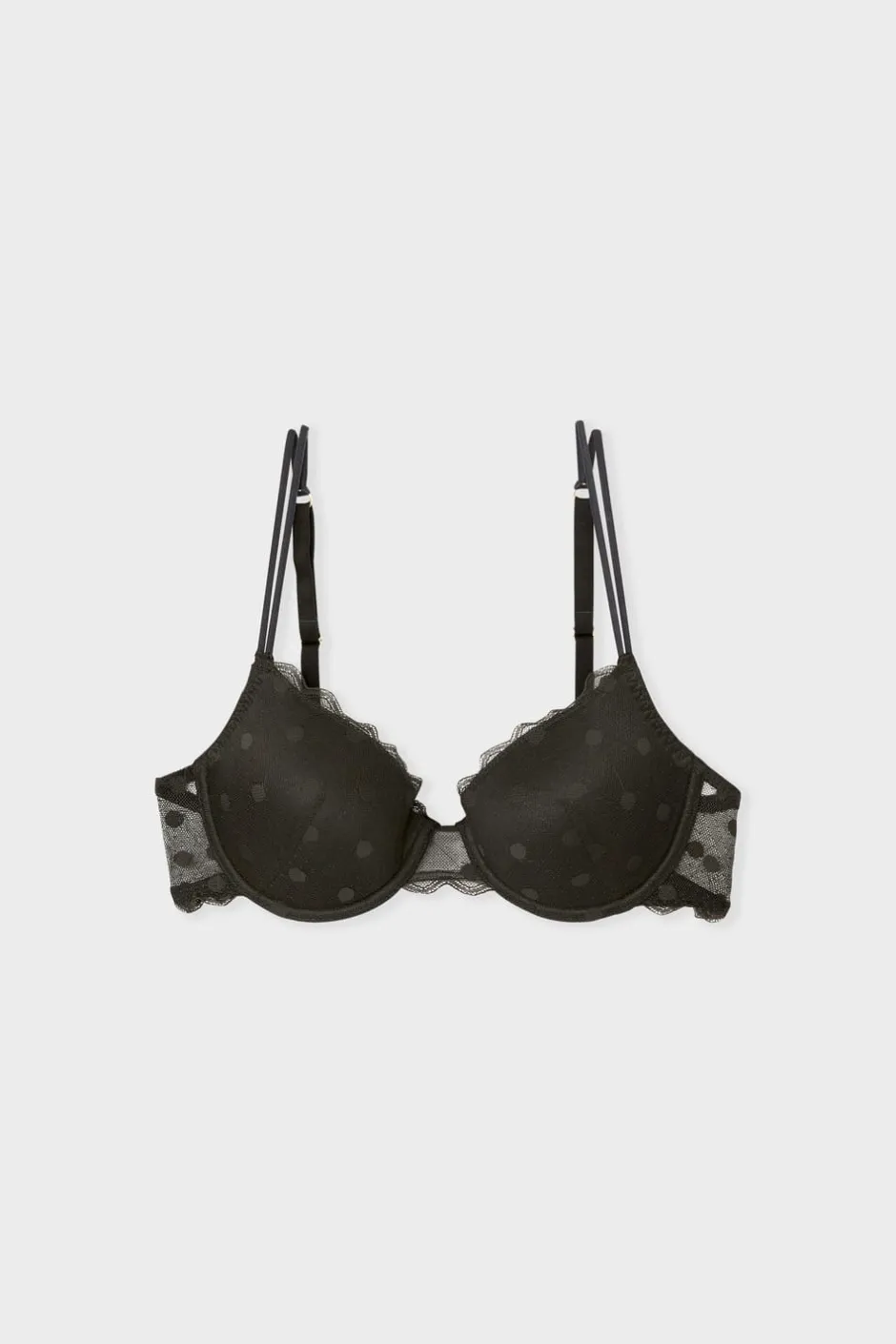 ETAM Sujetadores De Encaje|Balconette|Soutien-gorge N.4 - Le coques fines à motif pois NOIR