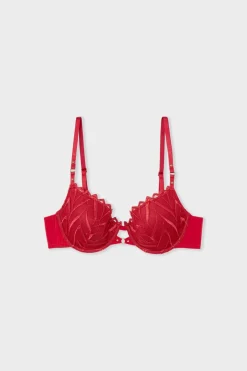 ETAM Balconette|Soutien-gorge N.4 - Le coques fines en broderie ROUGE