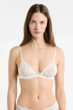 ETAM Sujetadores De Encaje|Triángulo|Soutien-gorge triangle en tulle à motifs pois ECRU
