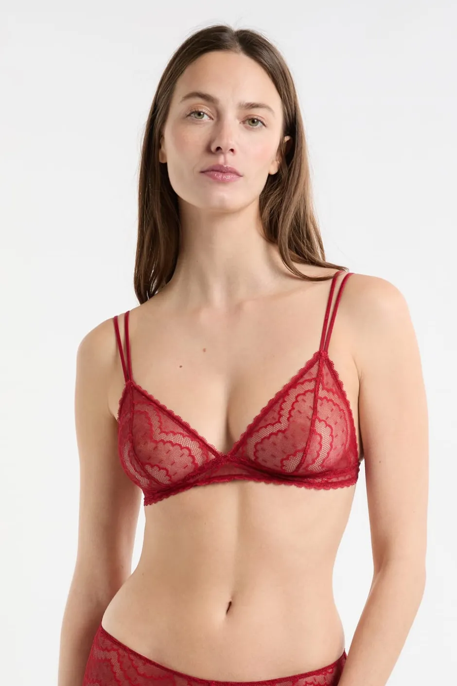 ETAM Triángulo|Sin Aro|Soutien-gorge triangle en dentelle ROUGE