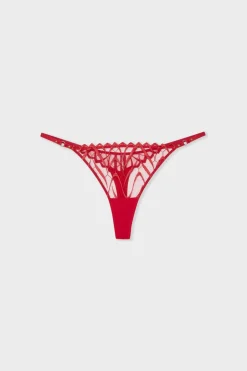 ETAM Tanga|Novedades Braguitas|String en broderie ROUGE