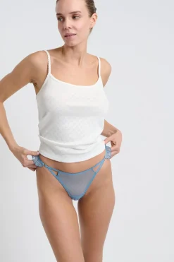 ETAM Braguitas Sexy|Tanga|String en tulle BLEU AZUR