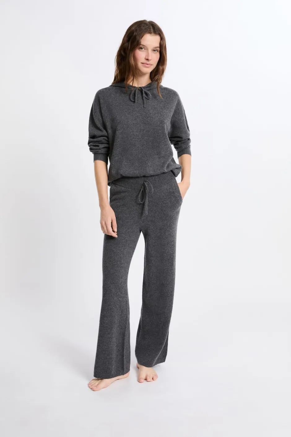 ETAM Pijamas Calentitos|Ponchos, Sudaderas Y Chaquetas|Sudadera con capucha de cashmere ANTRACITA