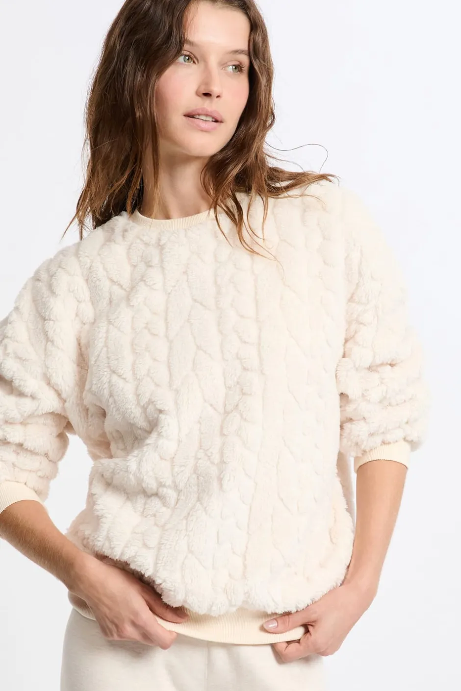 ETAM Los Pijamas Más Responsables|Pijamas Calentitos|Sudadera con efecto polar CRUDO