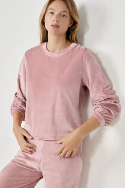 ETAM Pijamas Calentitos|Ponchos, Sudaderas Y Chaquetas|Sudadera con efecto terciopelo ROSA EMPOLVADO