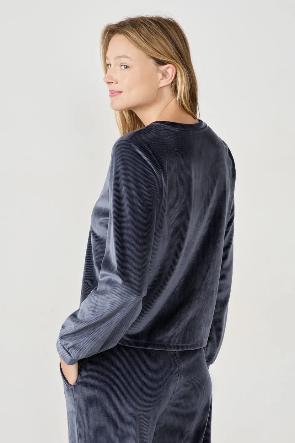 ETAM Pijamas Calentitos|Ponchos, Sudaderas Y Chaquetas|Sudadera con efecto terciopelo AZUL NOCHE