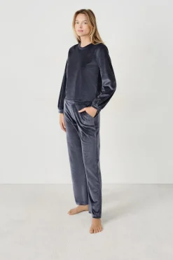 ETAM Pijamas Calentitos|Ponchos, Sudaderas Y Chaquetas|Sudadera con efecto terciopelo AZUL NOCHE