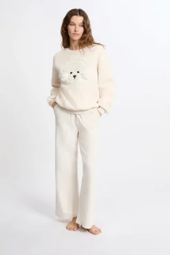 ETAM Pijamas Calentitos|Ponchos, Sudaderas Y Chaquetas|Sudadera con estampado de perro y efecto polar CRUDO