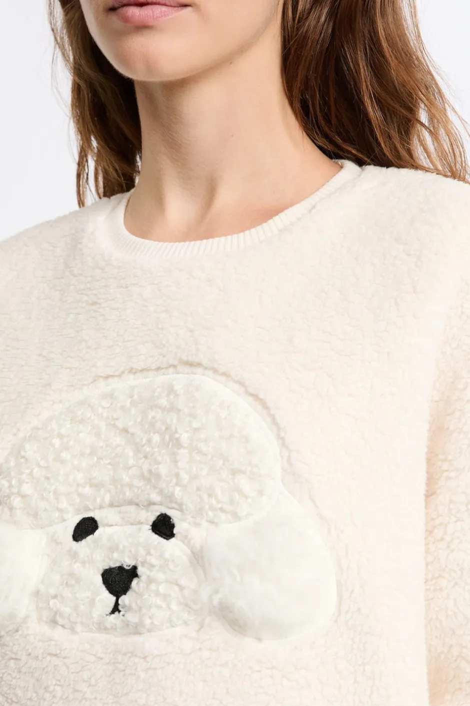 ETAM Pijamas Calentitos|Ponchos, Sudaderas Y Chaquetas|Sudadera con estampado de perro y efecto polar CRUDO