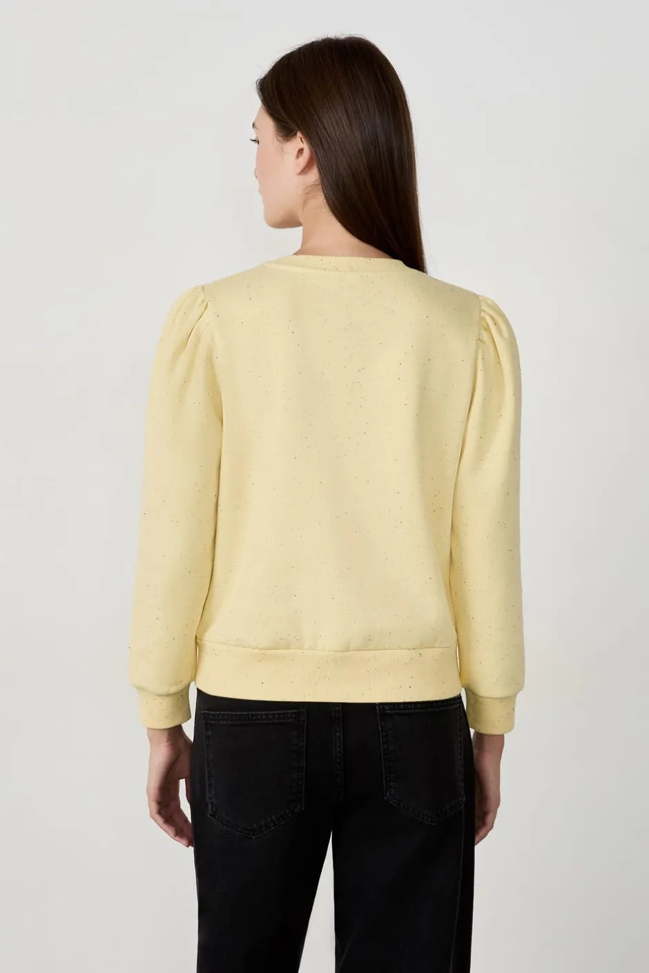 ETAM Cuello Redondo|Sudaderas|Sudadera de algodón AMARILLO PÁLIDO