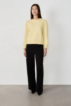 ETAM Cuello Redondo|Sudaderas|Sudadera de algodón AMARILLO PÁLIDO