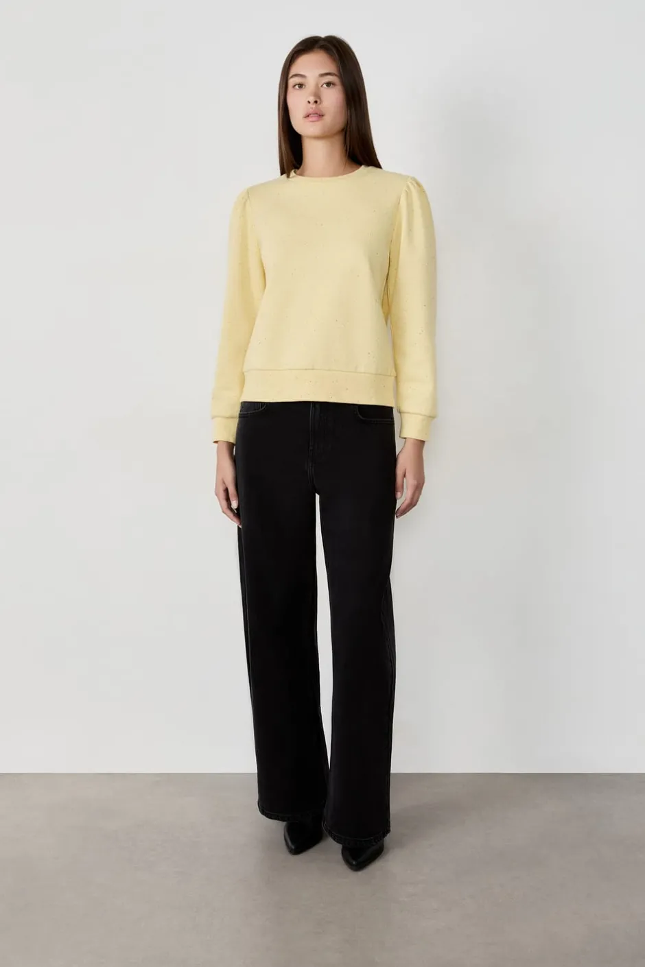 ETAM Cuello Redondo|Sudaderas|Sudadera de algodón AMARILLO PÁLIDO