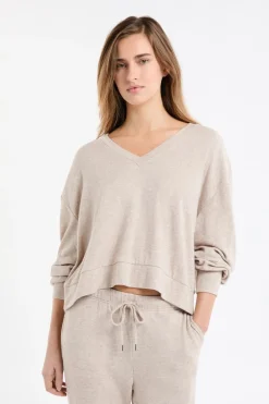 ETAM Homewear|Ponchos, Sudaderas Y Chaquetas|Sudadera de pijama con cuello en V MARRÓN