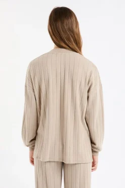 ETAM Homewear|Los Pijamas Más Responsables|Sudadera de pijama con cuello redondo TAUPE