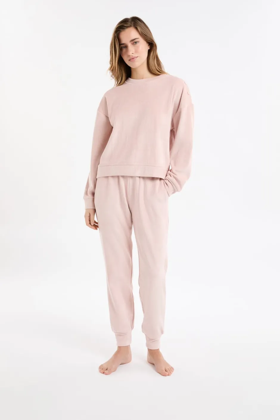 ETAM Homewear|Los Pijamas Más Responsables|Sudadera de pijama con cuello redondo ROSA EMPOLVADO
