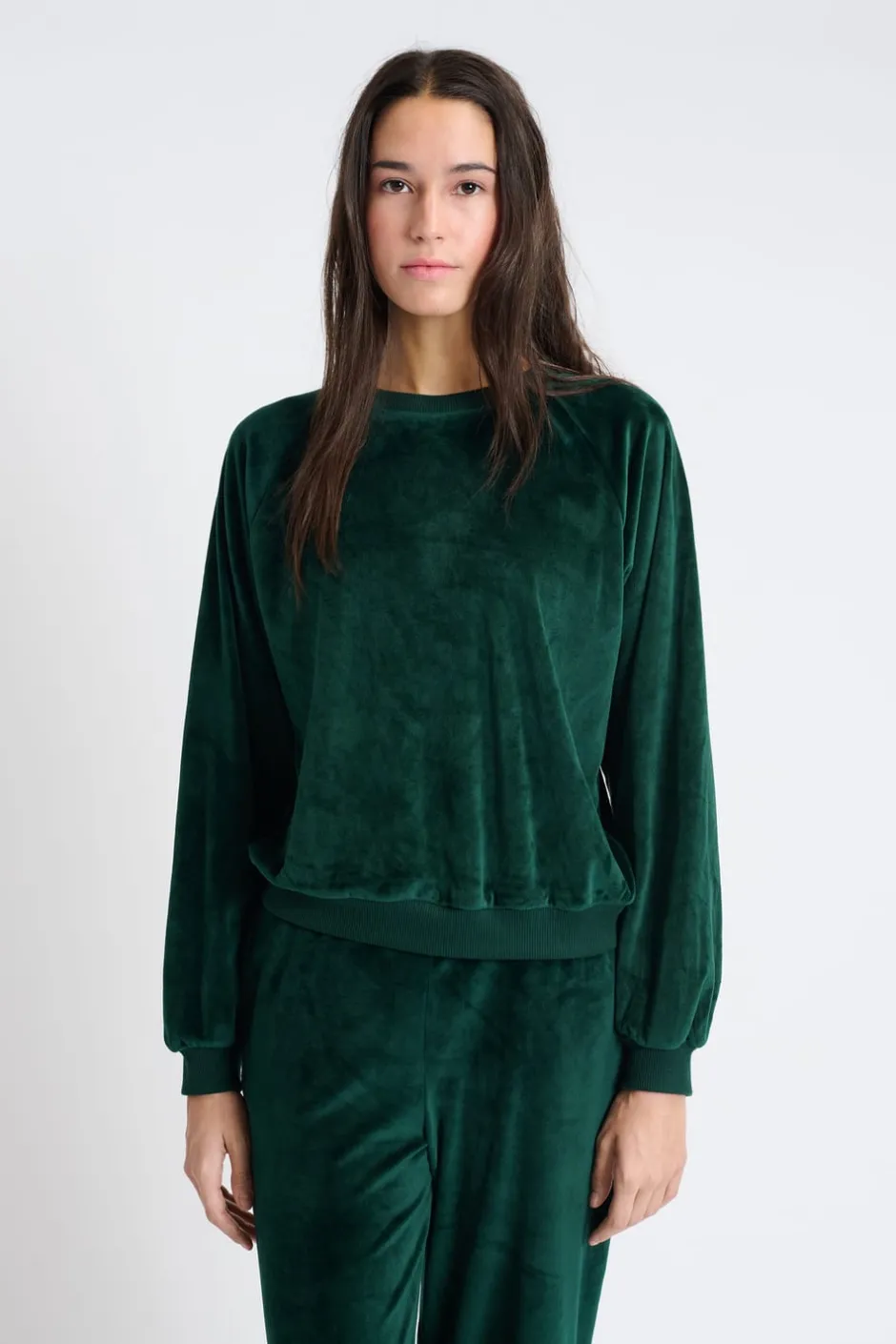 ETAM Homewear|Pijamas Calentitos|Sudadera de pijama de terciopelo VERDE OSCURO