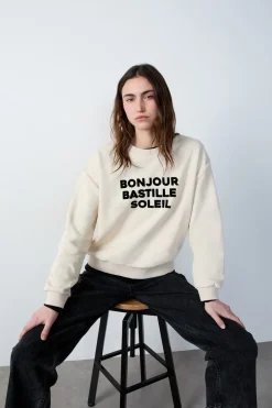 ETAM Fantasía|Básicos|Sudadera estampada "Bonjour Bastille Soleil" CRUDO