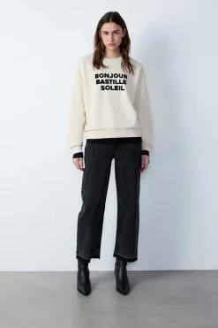 ETAM Fantasía|Básicos|Sudadera estampada "Bonjour Bastille Soleil" CRUDO