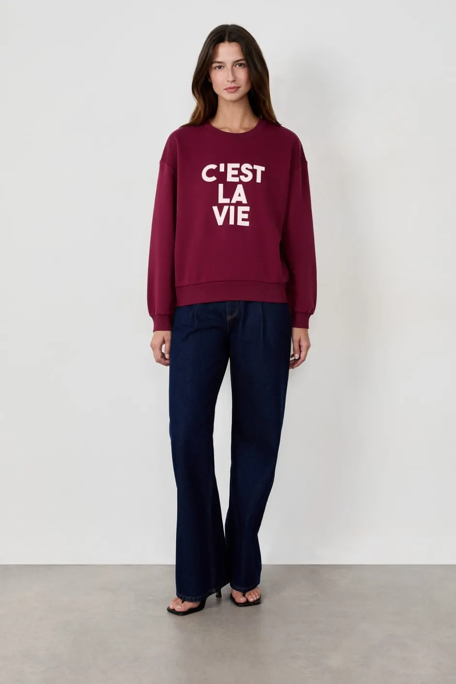 ETAM Fantasía|Básicos|Sudadera estampada "C'est la vie" BURDEO
