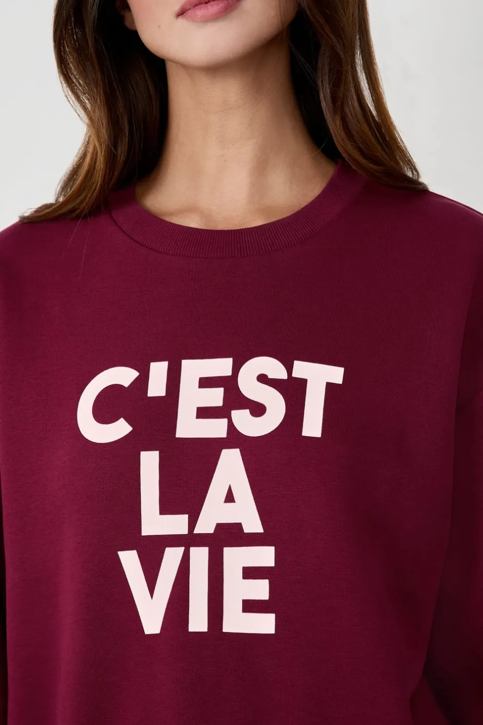 ETAM Fantasía|Básicos|Sudadera estampada "C'est la vie" BURDEO