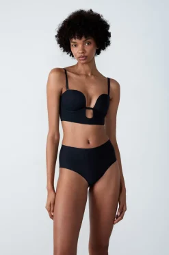 ETAM Sujetadores Talla Grande: Copas D-G|Sujetadores Invisibles|Sujetador - Bustier copas finas NEGRO