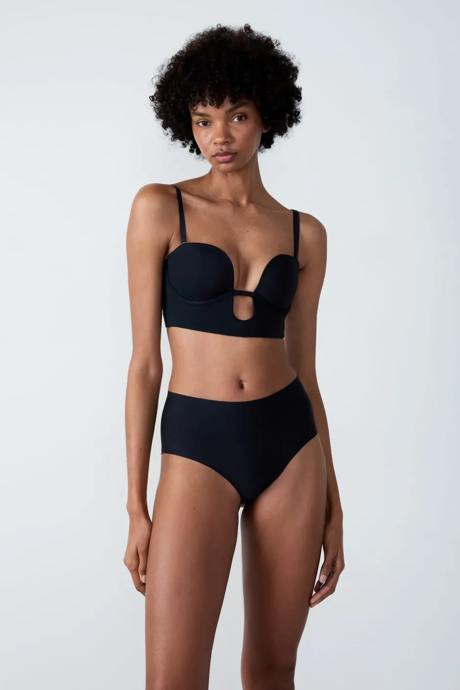 ETAM Sujetadores Talla Grande: Copas D-G|Sujetadores Invisibles|Sujetador - Bustier copas finas NEGRO