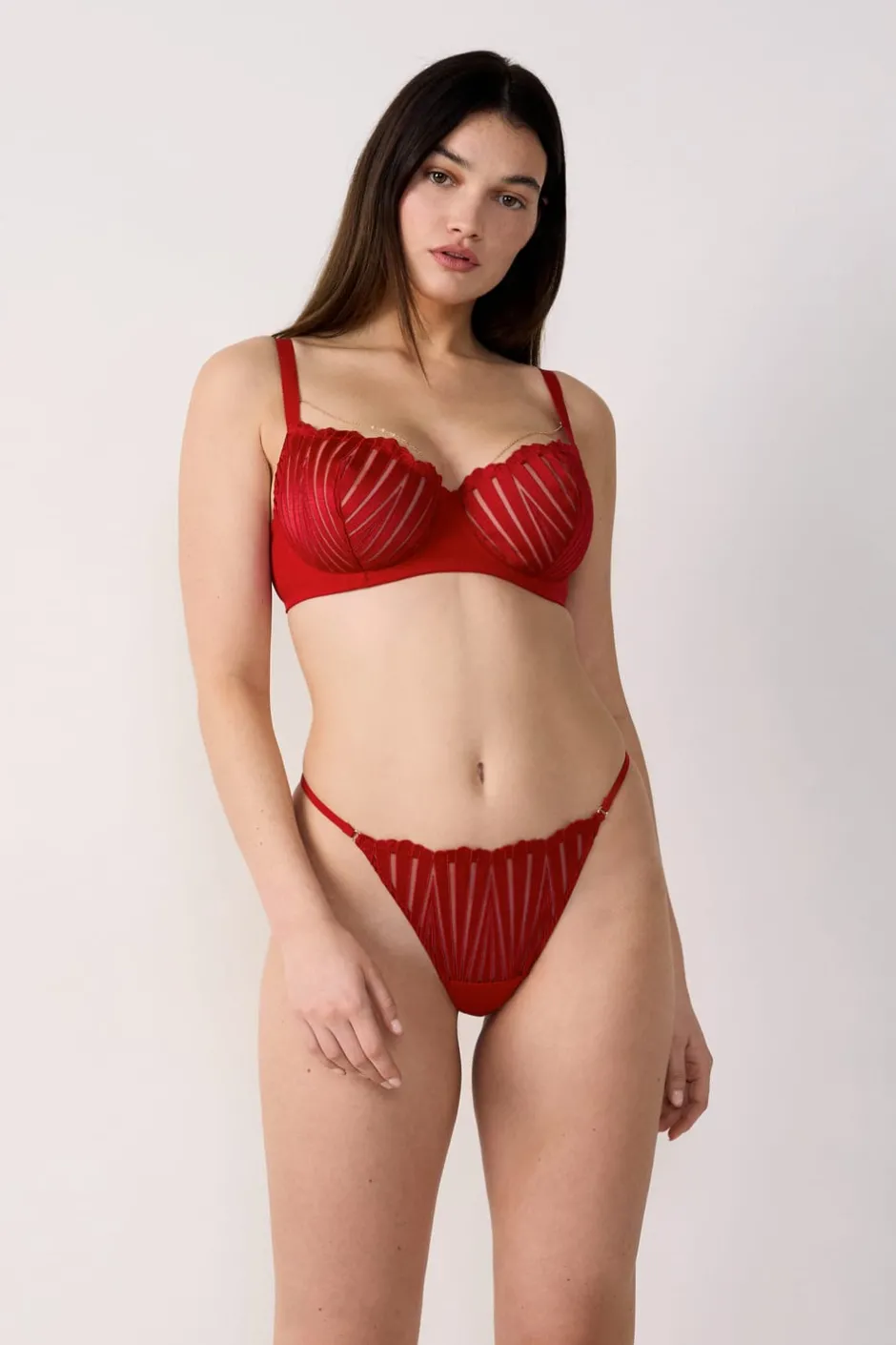 ETAM Sujetadores Sexy|Balconette|Sujetador Nº 9 - Balconnet con detalles de joyería ROJO