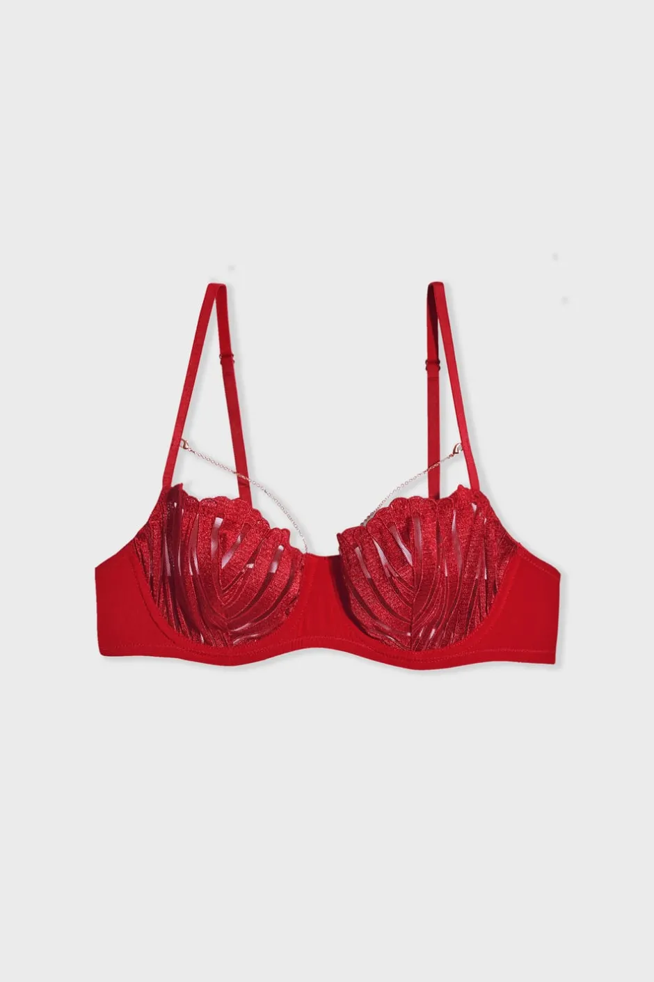 ETAM Sujetadores Sexy|Balconette|Sujetador Nº 9 - Balconnet con detalles de joyería ROJO