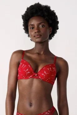 ETAM Push Up|Sujetadores Sexy|Sujetador Nº 2 - El push-up escote pronunciado ROJO