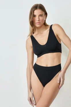 ETAM Bralette|Sin Aro|Sujetador acanalado NEGRO