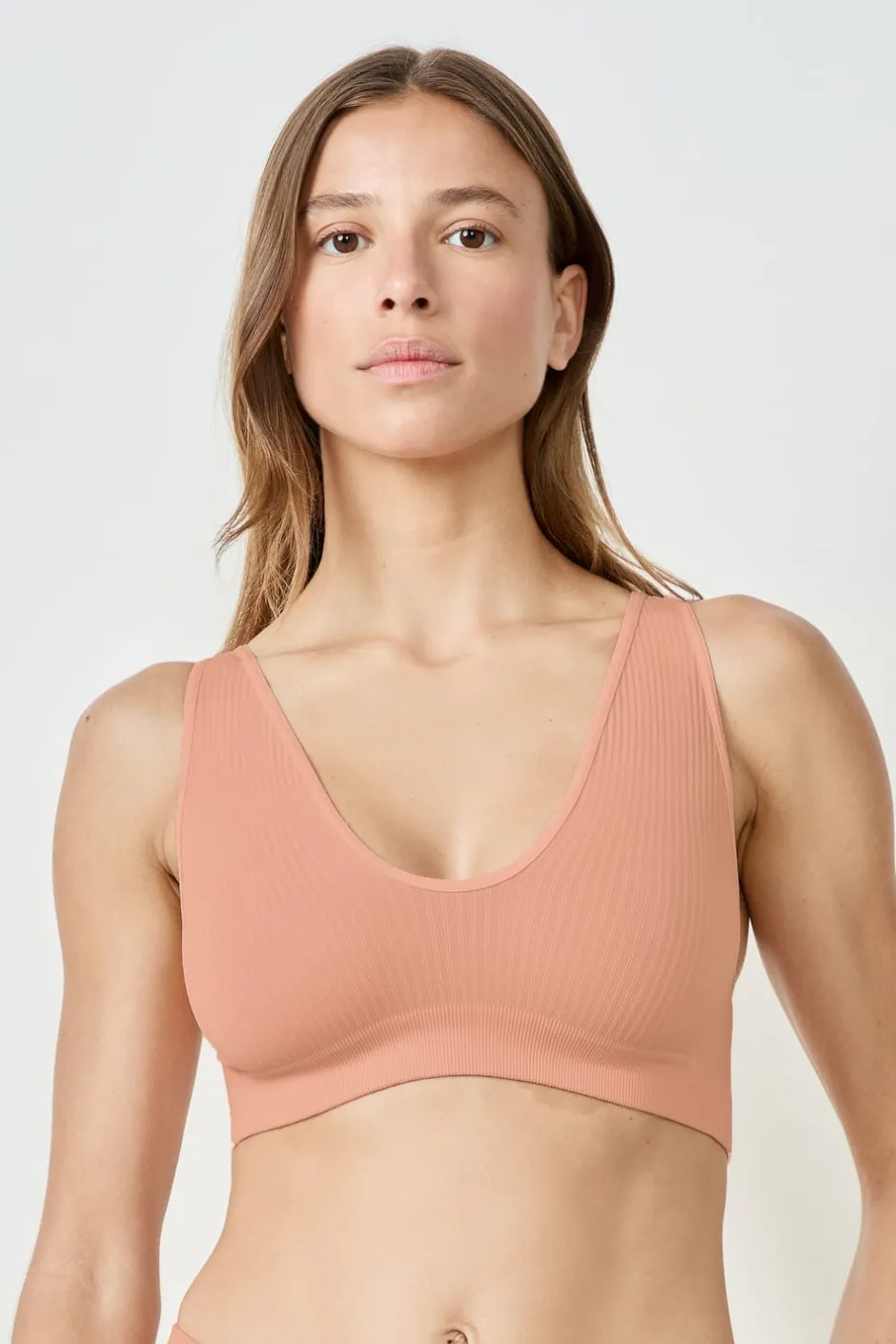 ETAM Bralette|Sin Aro|Sujetador acanalado ROSA CLARO