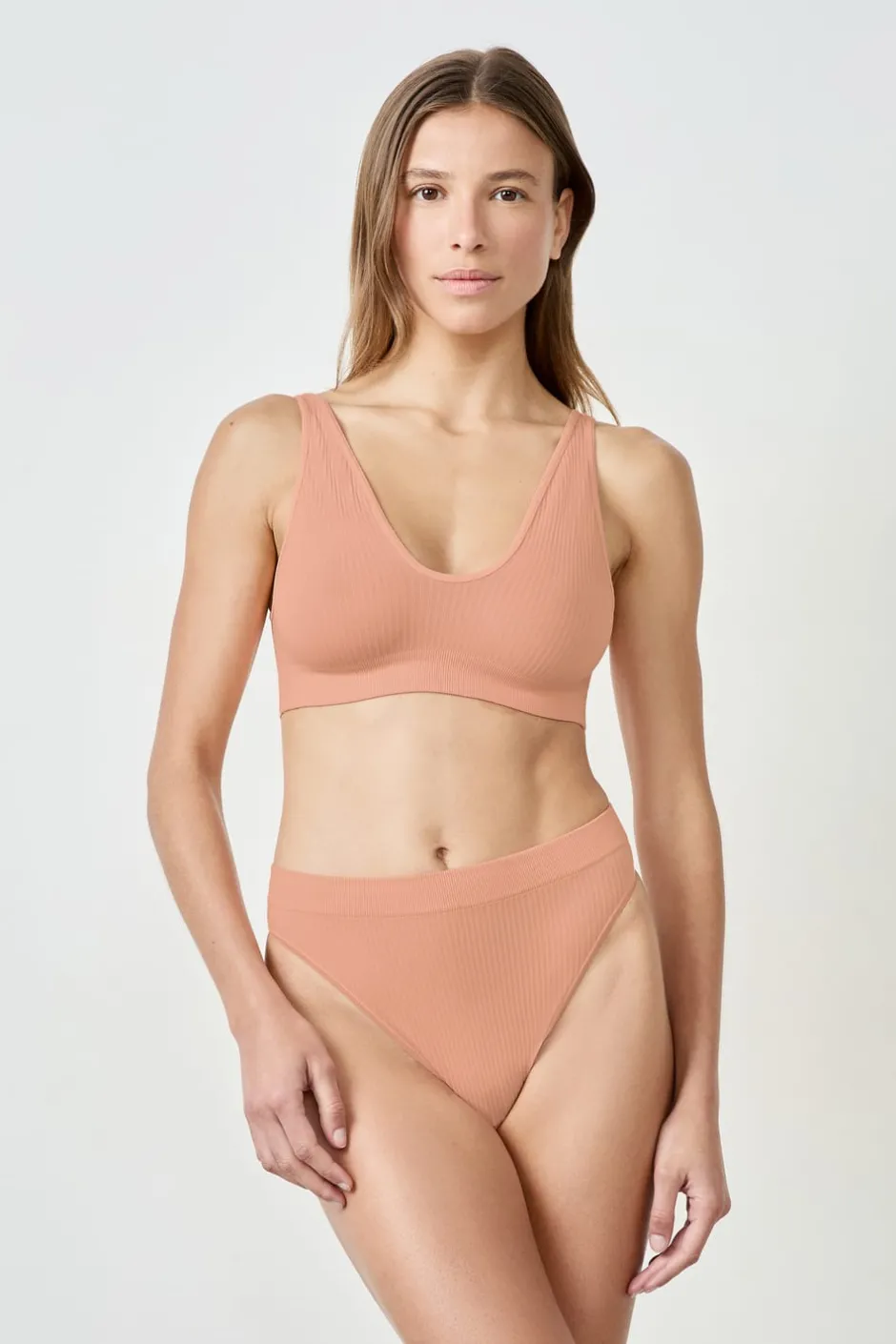 ETAM Bralette|Sin Aro|Sujetador acanalado ROSA CLARO