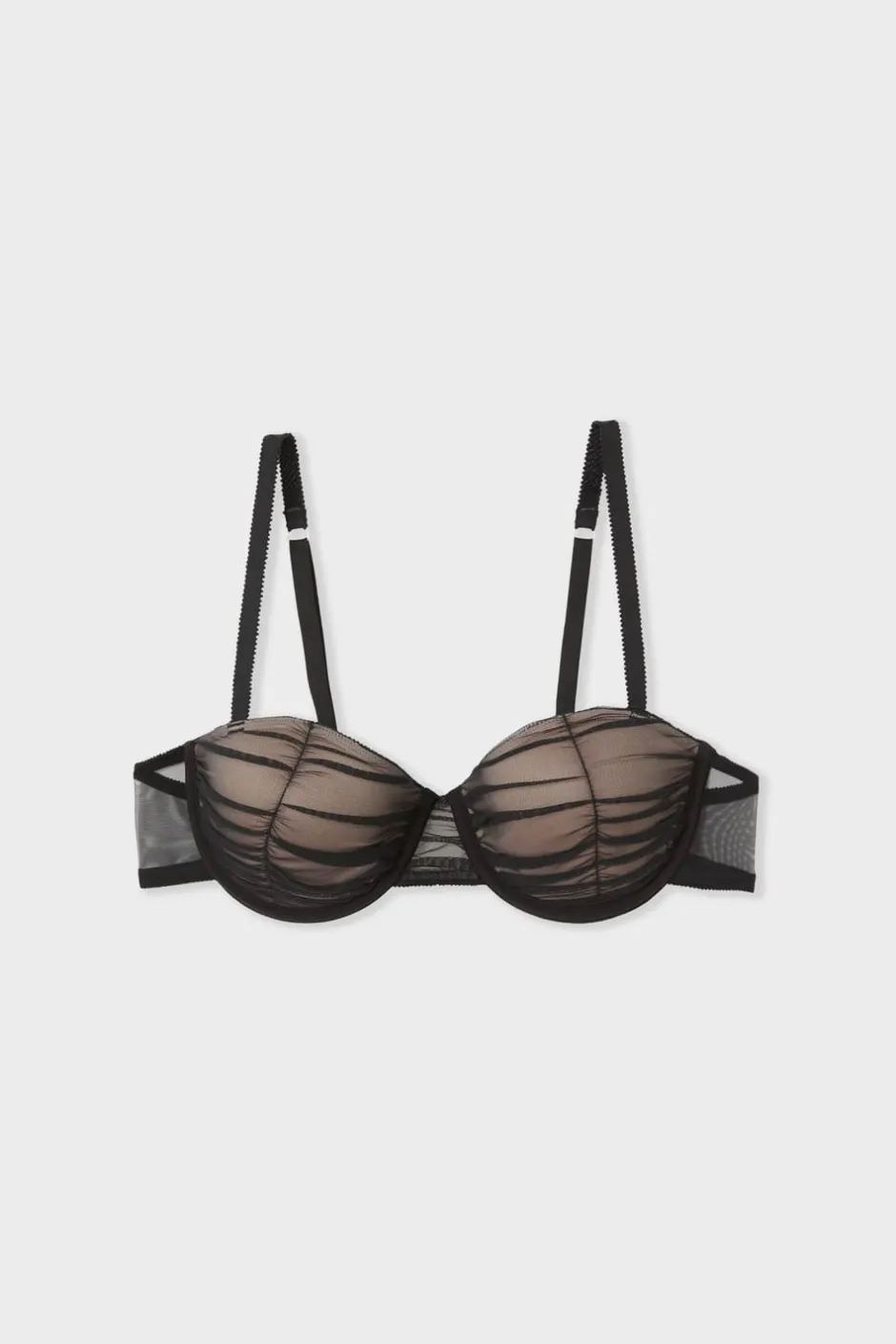 ETAM Sujetadores Talla Grande: Copas D-G|Sujetador balconnet con copas finas de tul NEGRO