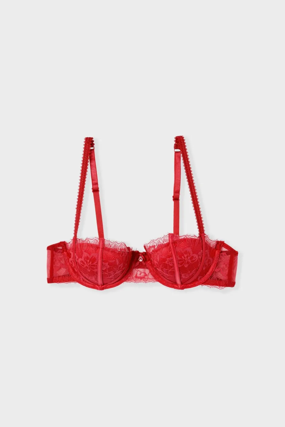 ETAM Sujetadores De Encaje|Sujetadores Sexy|Sujetador balconnet push-up de tul y satén ROJO