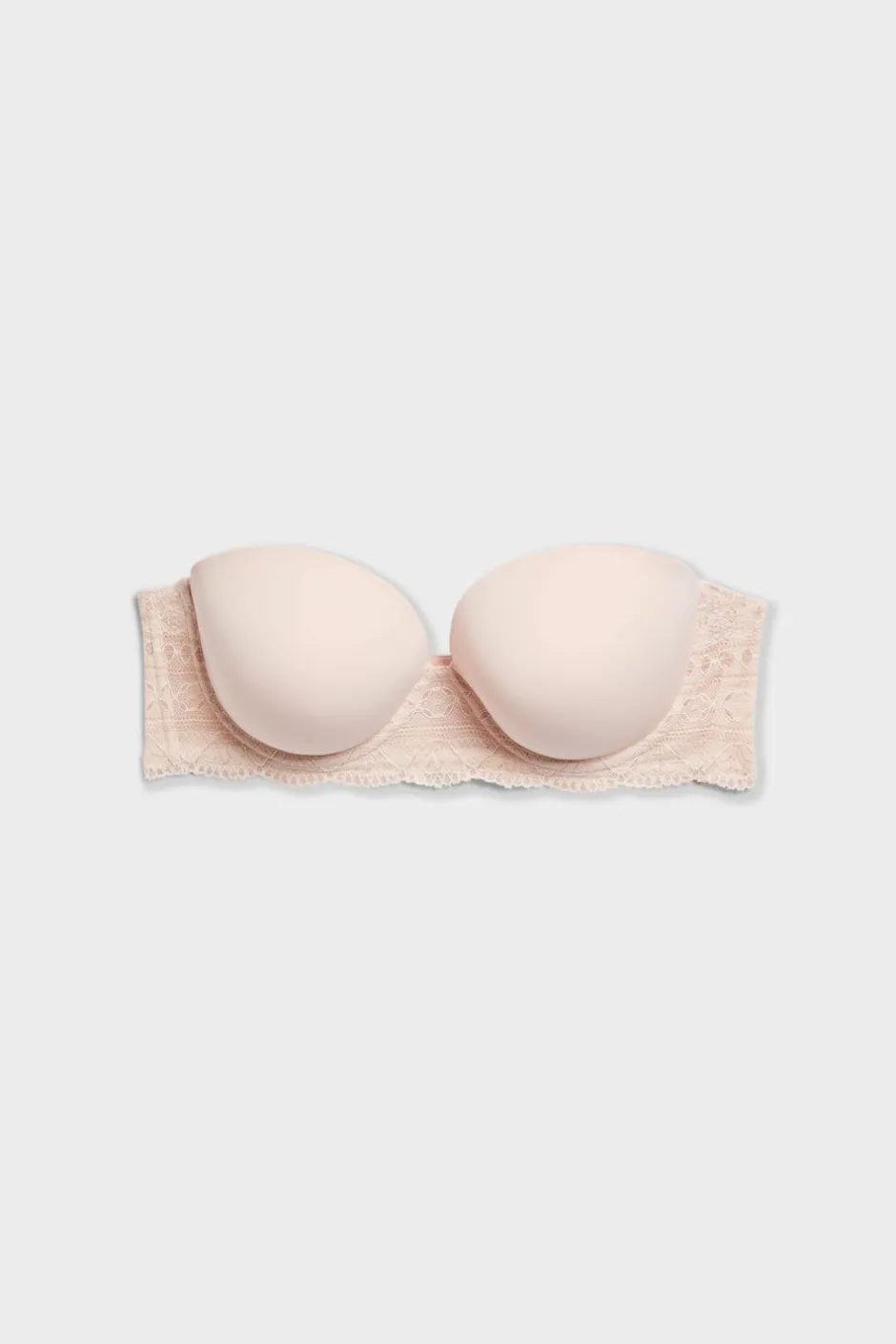 ETAM Sujetadores De Encaje|Sin Tirantes|Sujetador bandeau con tirantes desmontables - Copa D ROSA EMPOLVADO