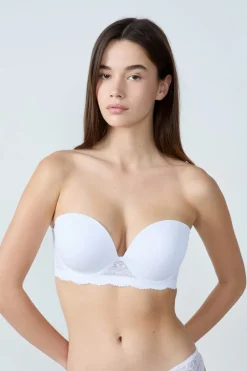 ETAM Lencería De Novia|Sujetadores De Encaje|Sujetador bandeau de copas finas BLANCO
