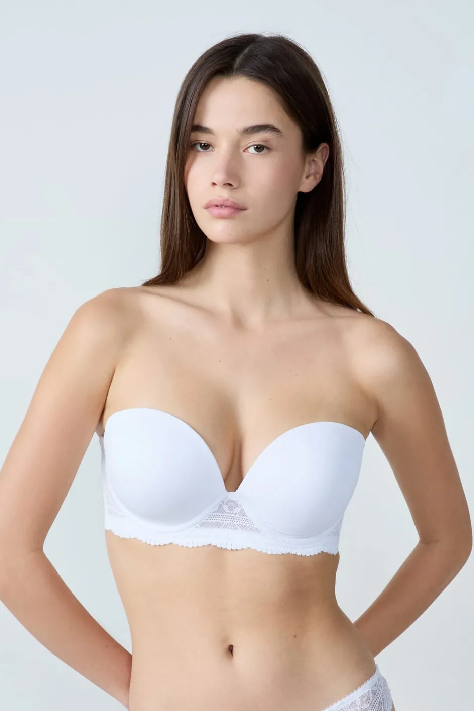 ETAM Lencería De Novia|Sujetadores De Encaje|Sujetador bandeau de copas finas BLANCO