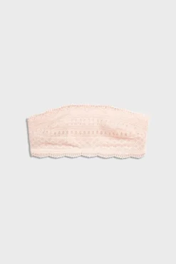 ETAM Sin Tirantes|Sin Aro|Sujetador bandeau de encaje ROSA EMPOLVADO