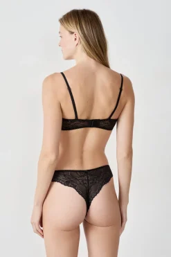 ETAM Sujetadores De Encaje|Sin Tirantes|Sujetador bandeau de encaje con tirantes desmontables NEGRO