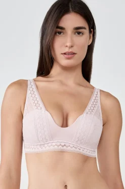 ETAM Sujetadores De Encaje|Sujetadores Talla Grande: Copas D-G|Sujetador bandeau foulard ROSA EMPOLVADO